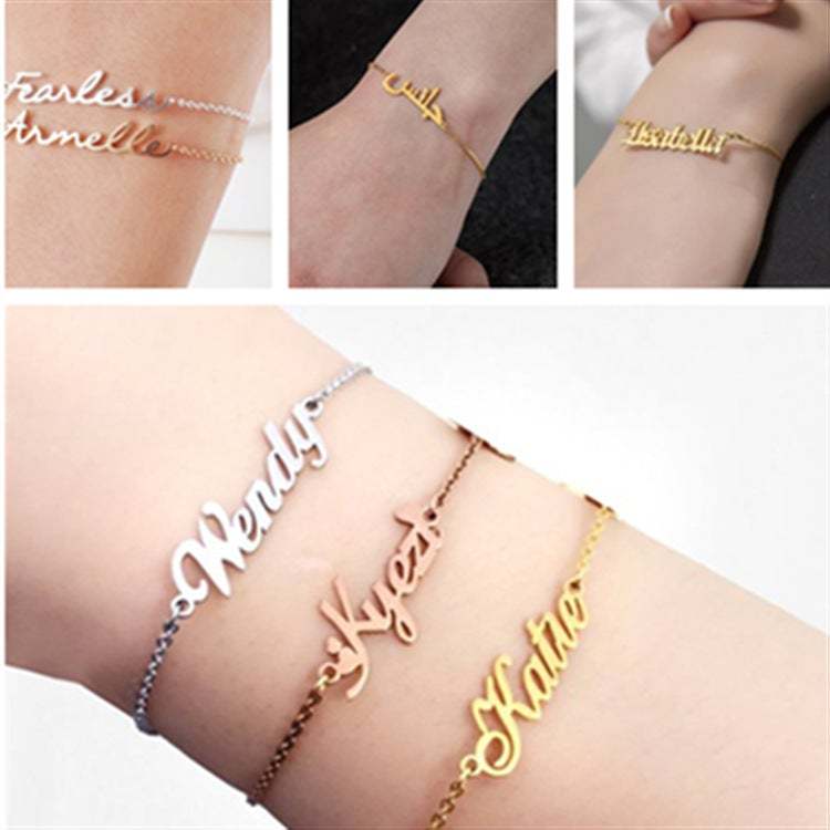DIY Personalized 316L Stainless Steel English Alphabet Name Anklet