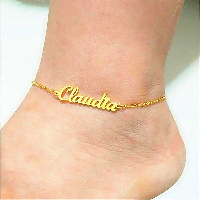 DIY Personalized 316L Stainless Steel English Alphabet Name Anklet