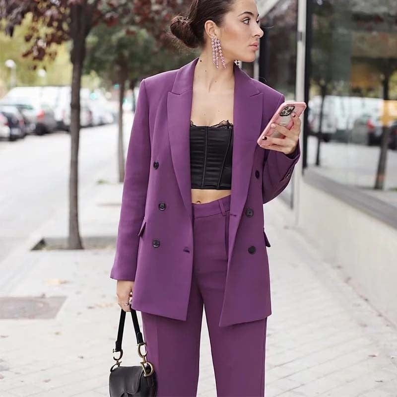 Fuchsia Slim Fit Unisex Double Breasted Suit
