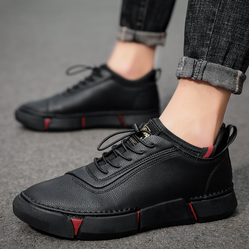 Lace-up men's shoes small black shoes thick-soled casual trendy all-match sneakers