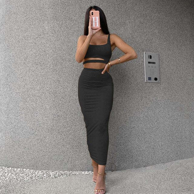 Sexy Pleated Cutout Two Piece Dress