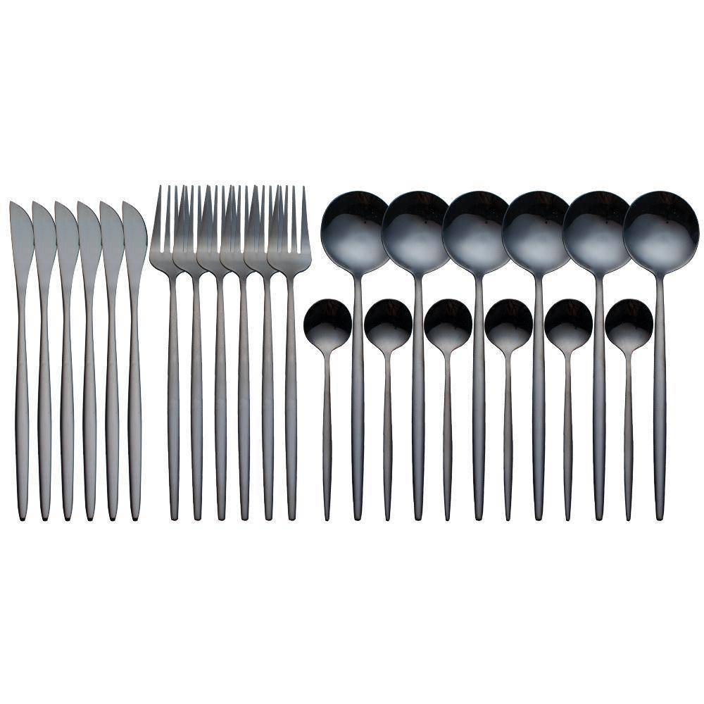 Stainless Steel Portuguese Tableware 24-piece Set