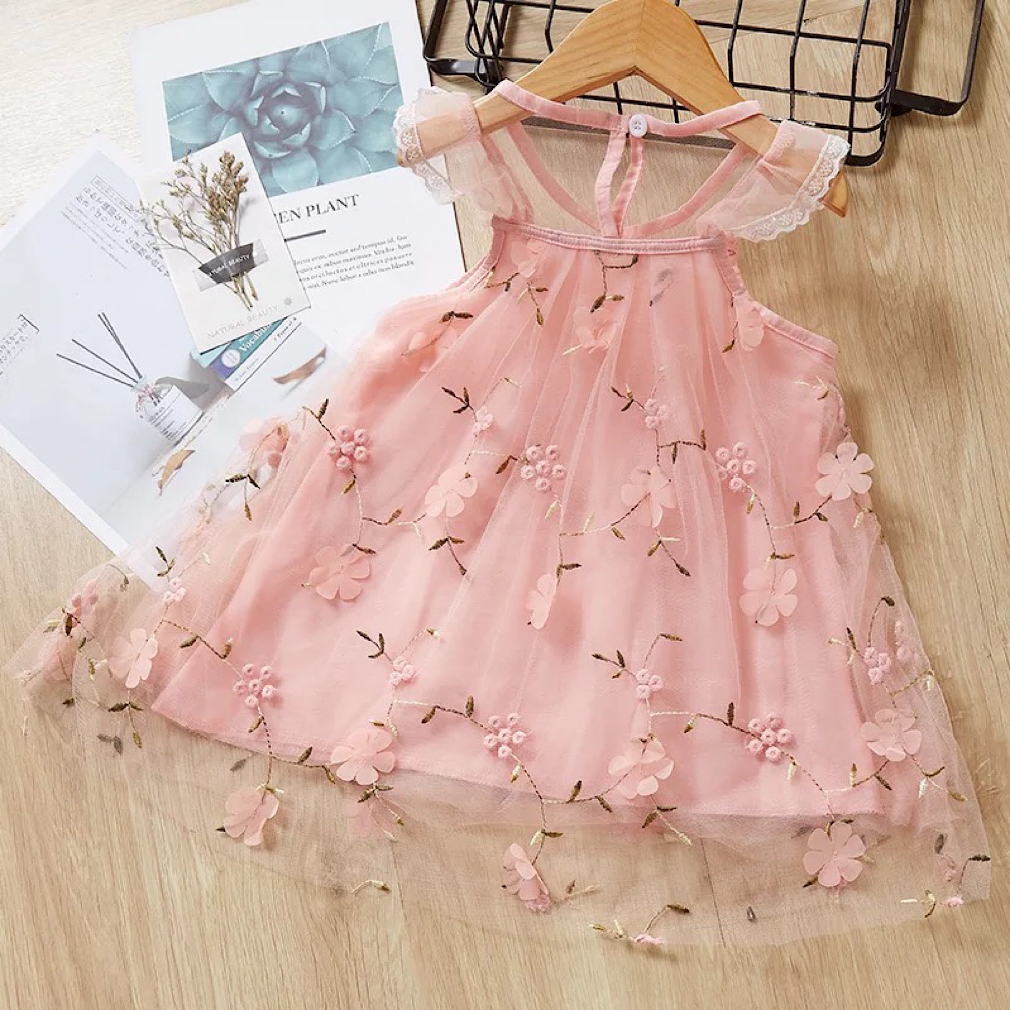 Baby Toddler Girls Easter Princess Swing Dress Embroidered Lace Mesh