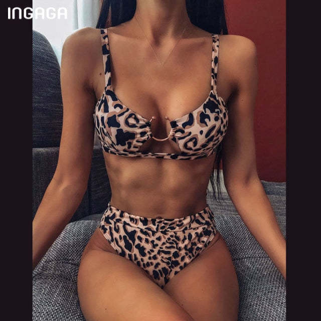 Ladies Split Swimsuit Leopard Bikini
