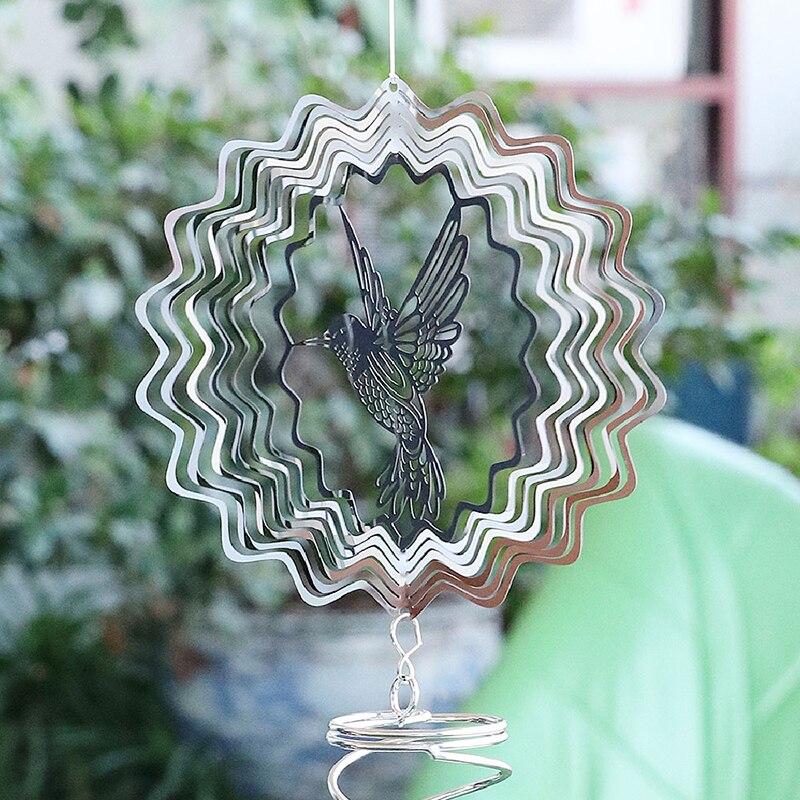 Metal Windmill Stainless Steel Stereo Rotating Metal Wind Chime and Outdoor Decorations