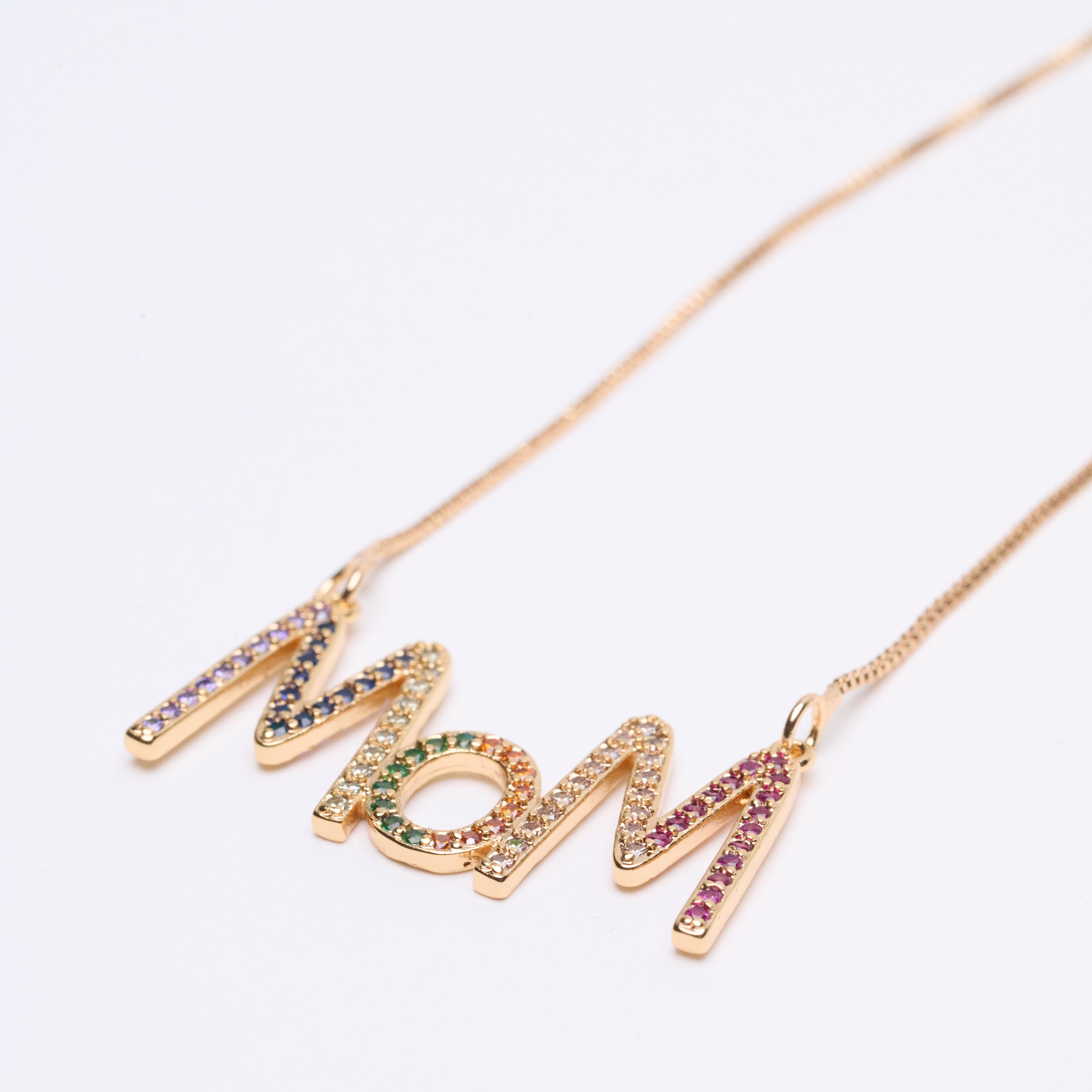 18K Rose Gold Plated Colored MOM Necklace