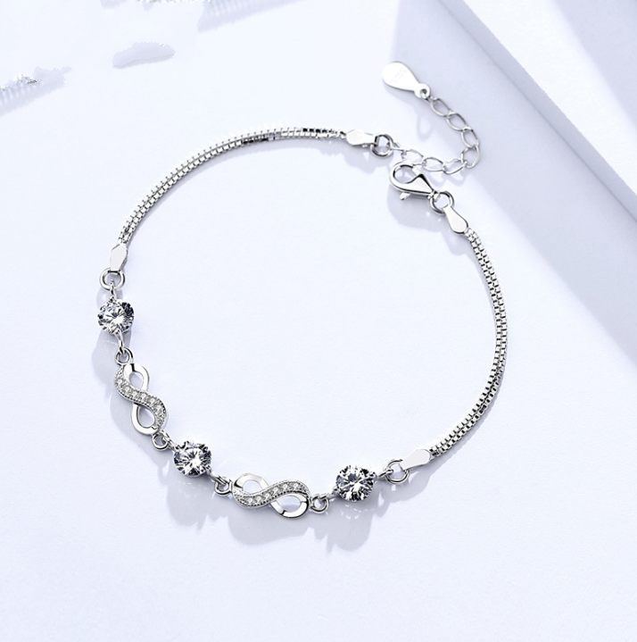 S925 Sterling Silver Bracelet Jewelry Diamond crystalfashionable female jewelry silver